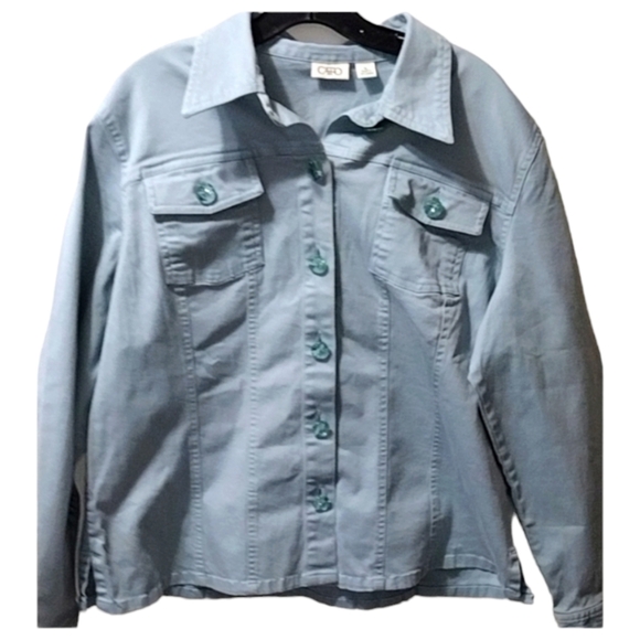 Women's XL Sky Blue Button Down Shacket - Picture 1 of 4